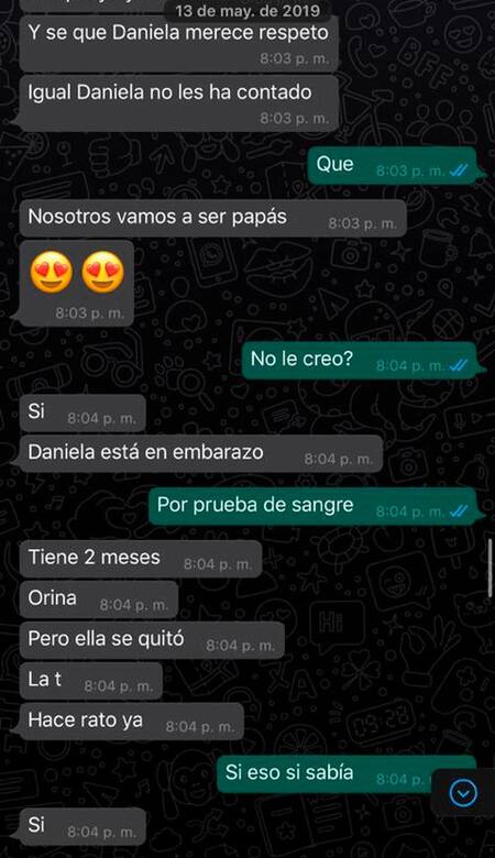 Sebastián Villa y Daniela Cortés, chats