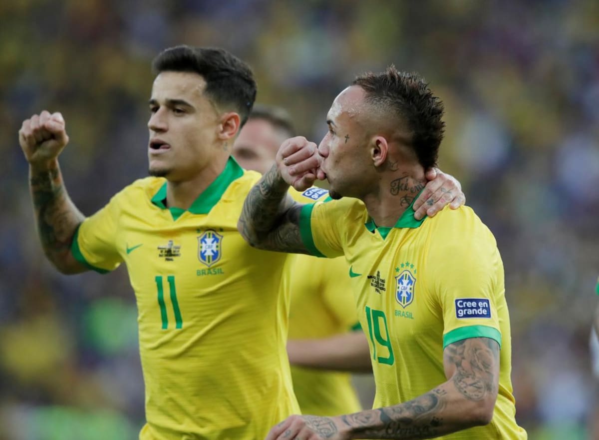 Festejo de gol, Brasil vs Perú - Copa América Reuters