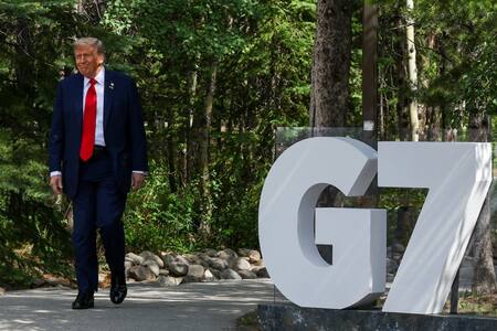 Donald Trump en el G7. Foto: Reuters/Chris Helgren