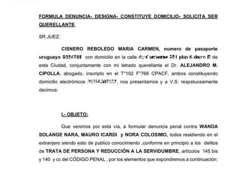 Denuncia contra Wanda. Foto: NA.