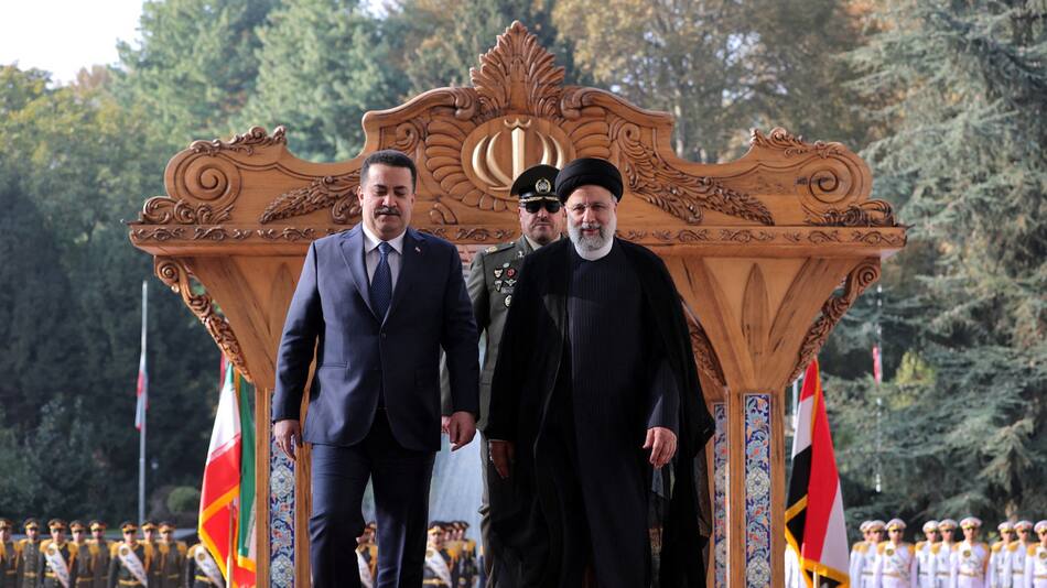 El presidente de Irán, Ebrahim Raisí, y el primer ministro iraquí, Mohamed Shia al Sudani. Foto: Reuters.