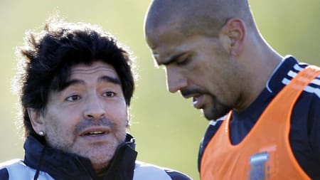 Maradona y Sebastián Verón