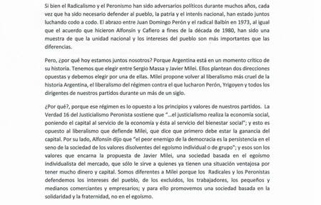 Primera parte del comunicado.