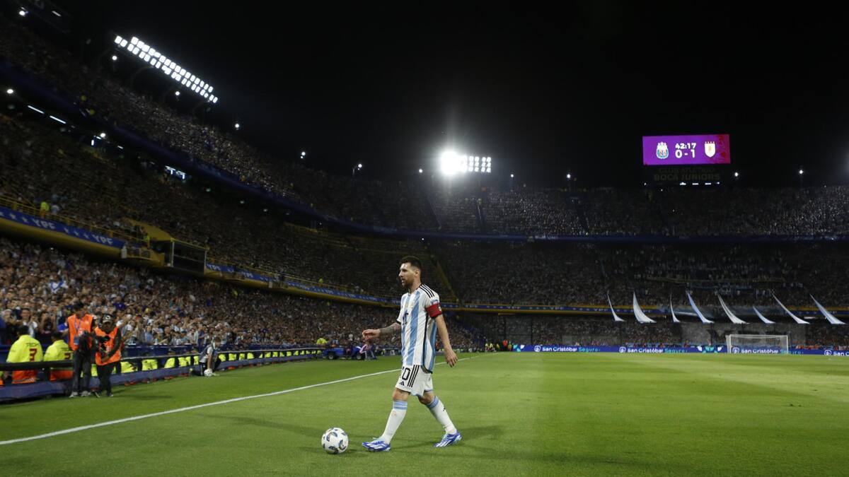 Selección argentina en La Bombonera. Foto: EFE.