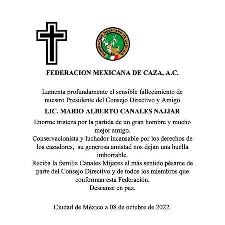 El comunicado de FEMECA por muerte de cazador mexicano