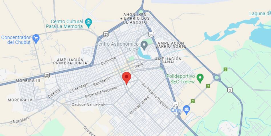 Mitre al 700, en Trelew, el lugar de los hechos. Foto: Google Maps
