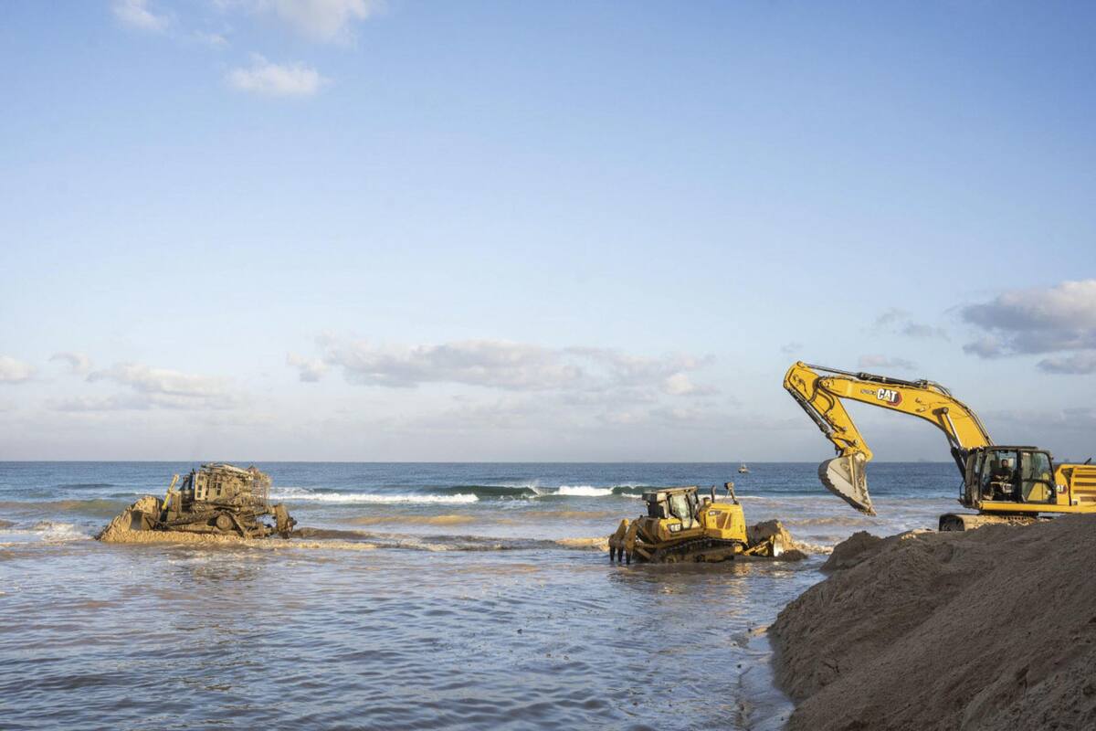 Muelle flotante construido por Estados Unidos en Gaza. Foto: EFE.