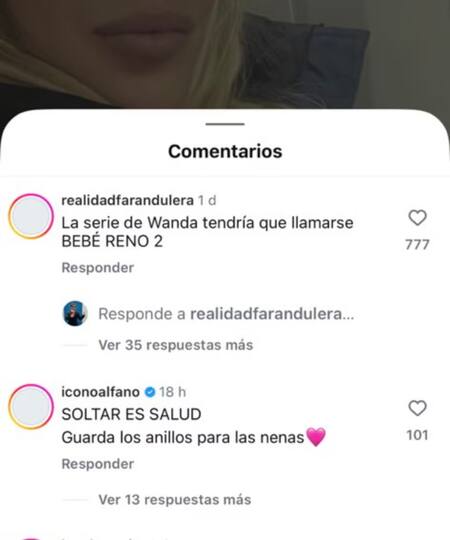 El comentario de Graciela Alfano a Wanda Nara. Foto: Instagram.