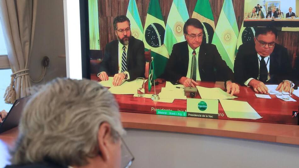 Alberto Fernández en videollamada con Jair Bolsonaro, NA