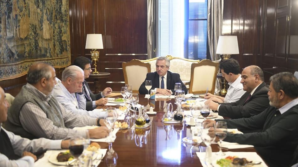 Alberto Fernández encabezó hoy en Casa Rosada un almuerzo con representantes de la CGT