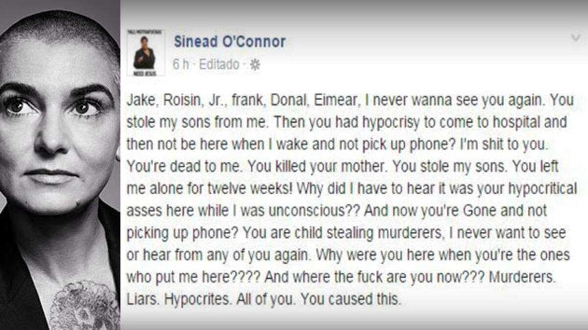 Mensaje de Sinead OConnor en Facebook