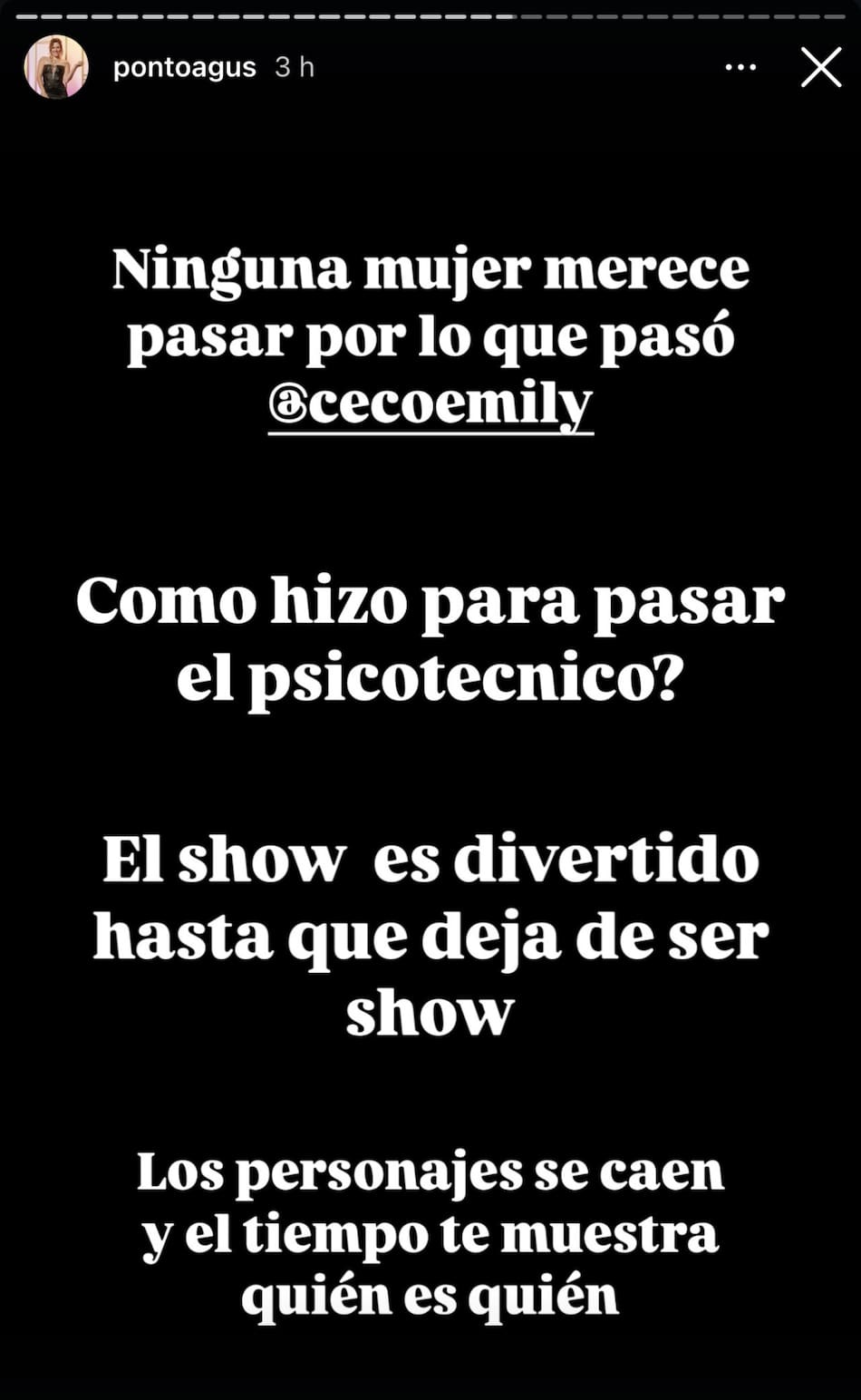 El descargo de Agustina, la participante que tuvo una cita a ciegas con Santiago. Foto Instagram