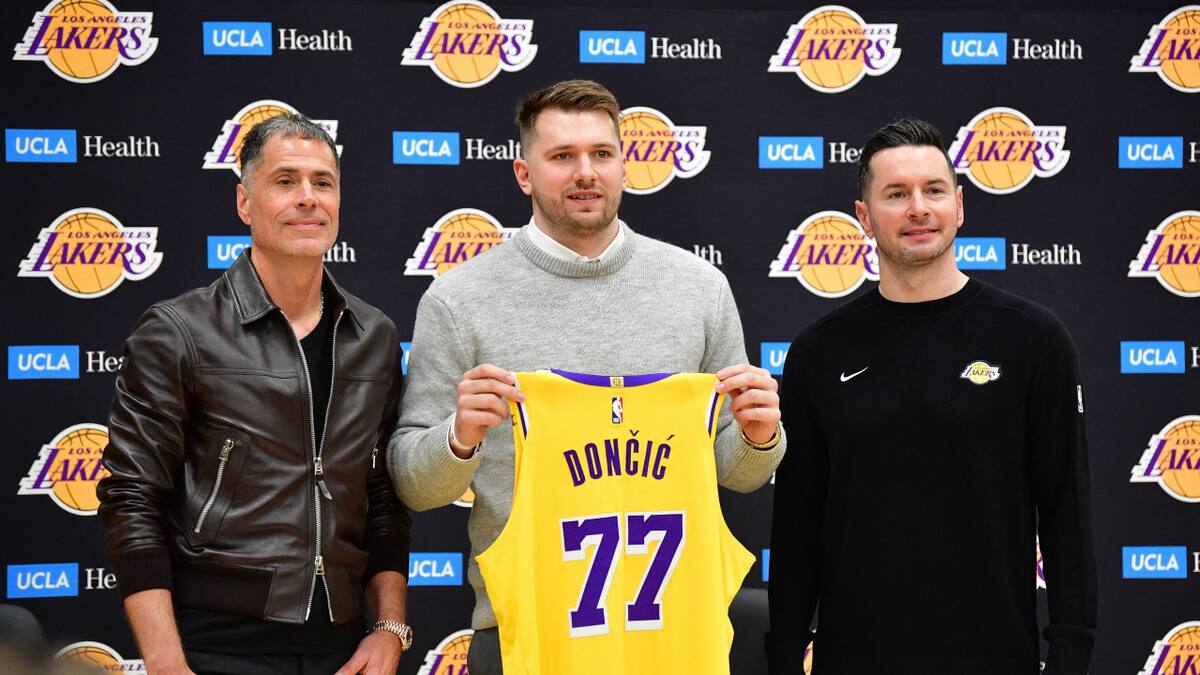 Presentación de Luka Doncic en Los Ángeles Lakers. Foto: REUTERS.