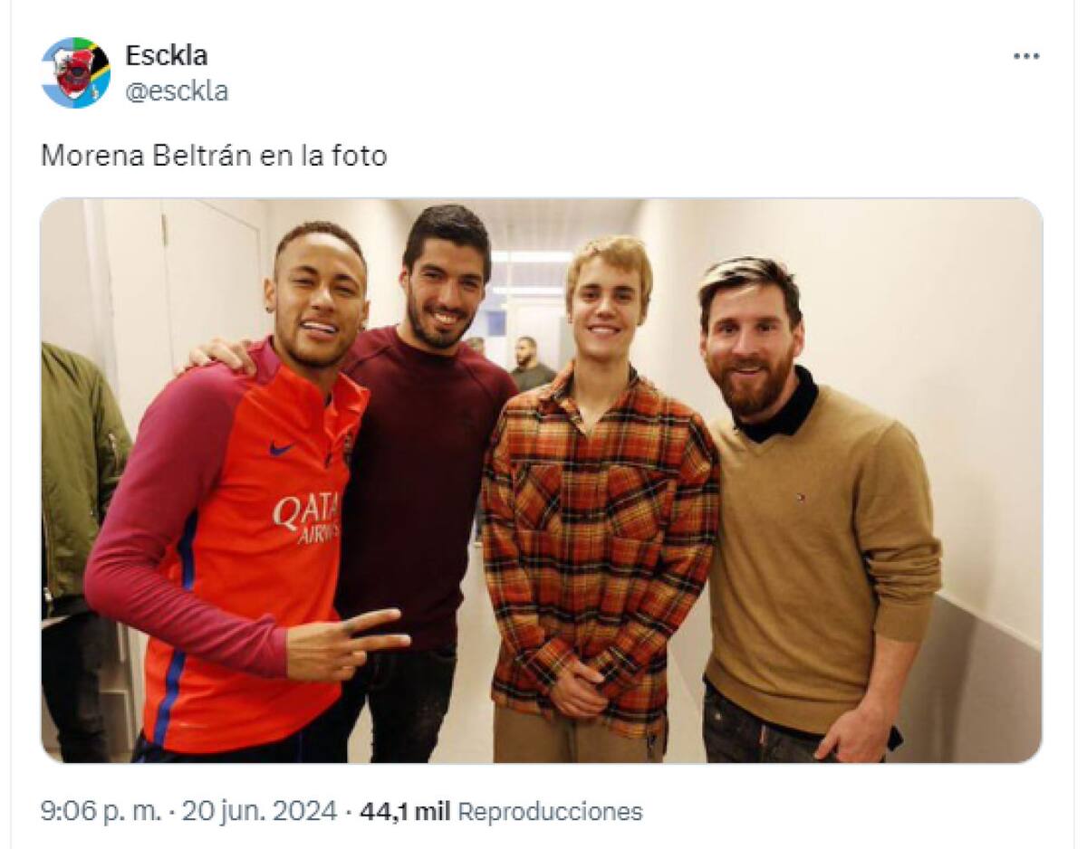 Memes sobre la aparición de Morena Beltrán en la Copa América 2024. Foto: Captura.
