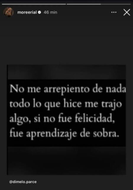 La profunda reflexión de More Rial. Foto: Instagram/@moorerial