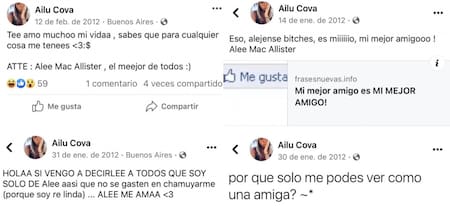 Los posteos de Ailén Cova. Foto: Captura.