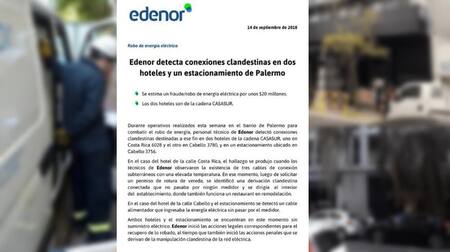 Edenor cortó servicio de luz a dos hoteles de Palermo