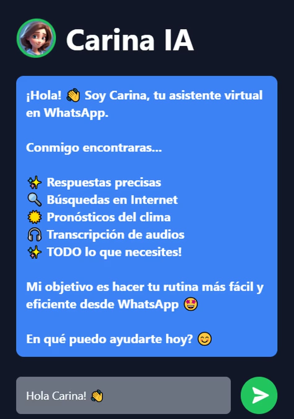 La nueva IA de WhatsApp. Foto: Carina IA