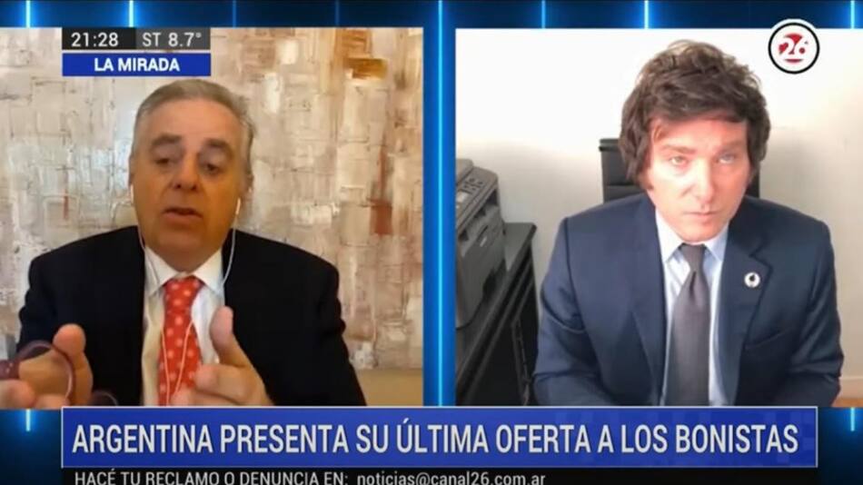 Javier Milei junto a Roberto García en La Mirada