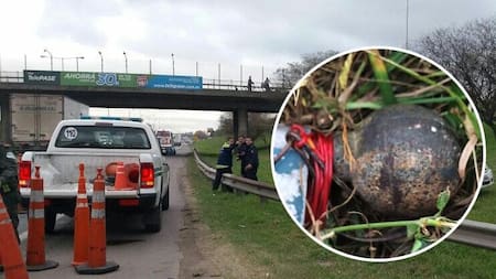 Corte en Panamericana por hallazgo de dos granadas debajo de un puente