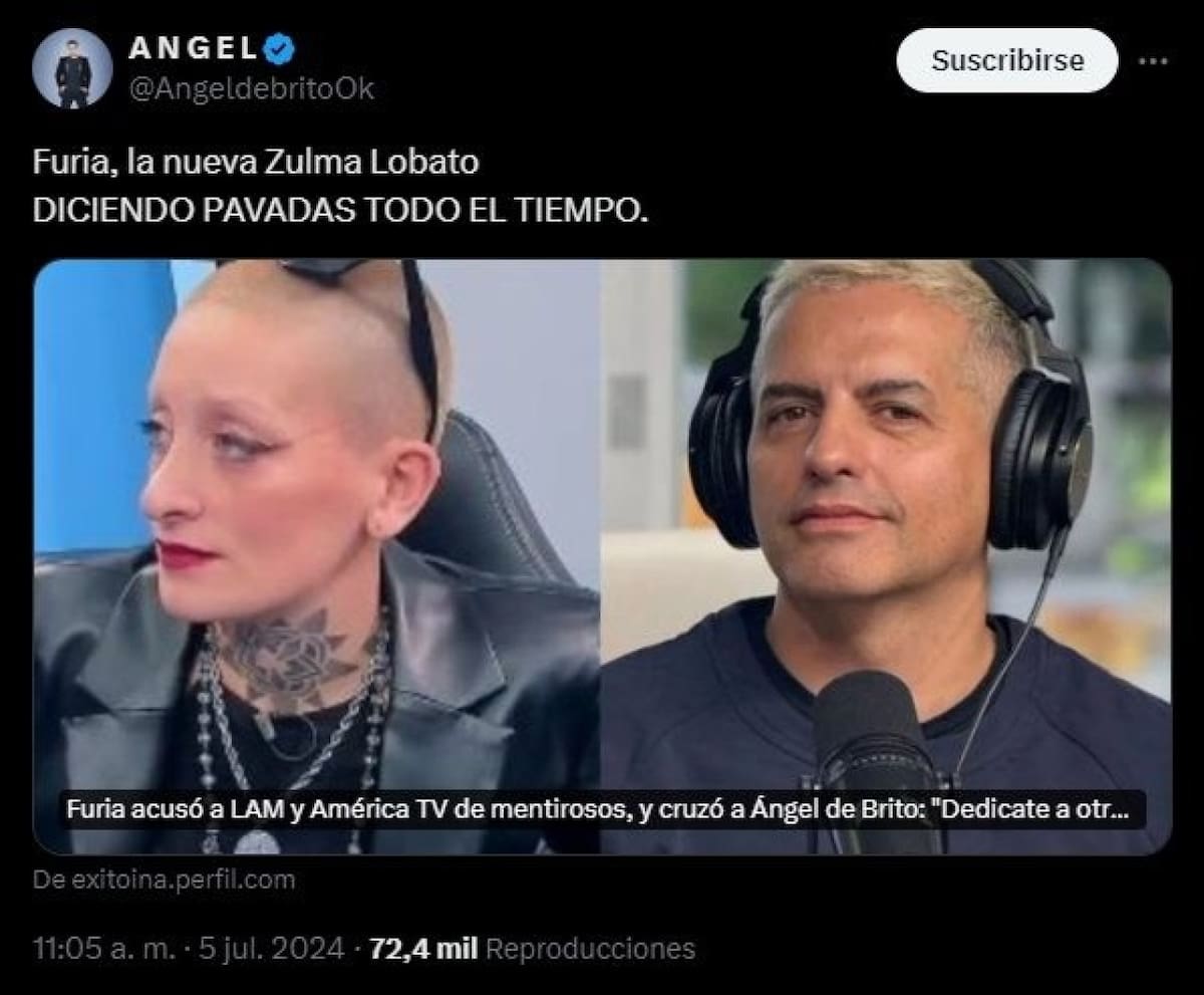 Ángel de Brito le contesta a Furia. Fuente: X