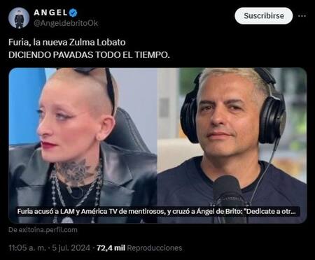 Ángel de Brito le contesta a Furia. Fuente: X