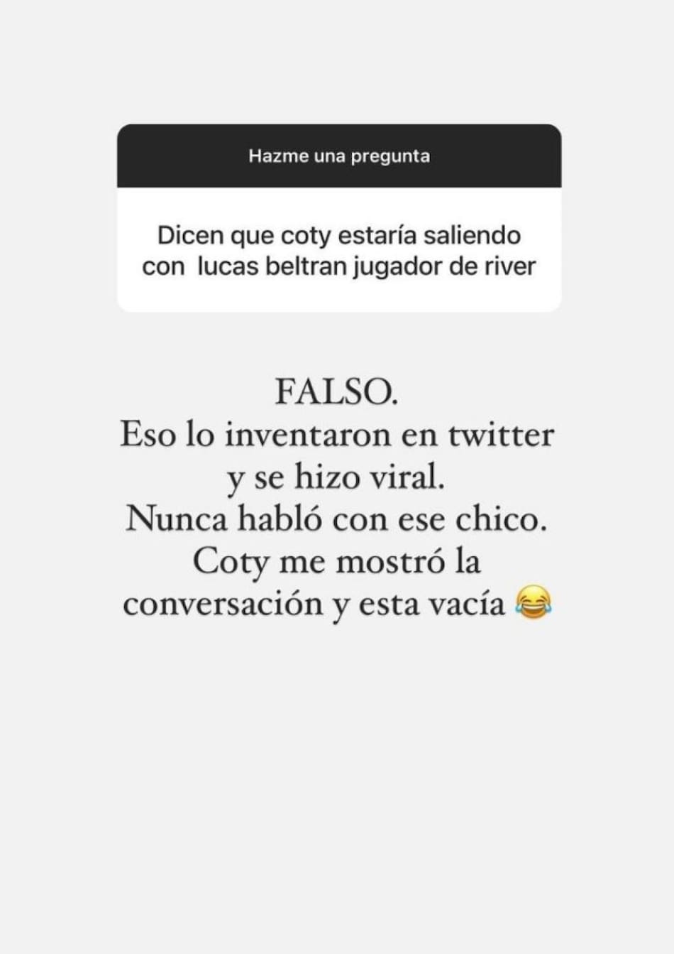 Desmintieron el romance entre Coti Romero y Lucas Beltrán. Foto: Instagram.