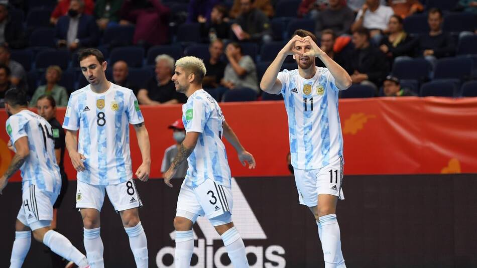 Festejo de la Selección Argentina de Futsal en el Mundial de Lituania