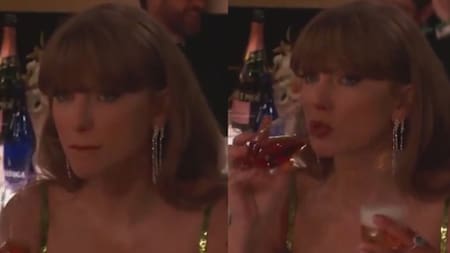 La incómoda reacción de Taylor Swift en los Globos de Oro. Foto: captura.