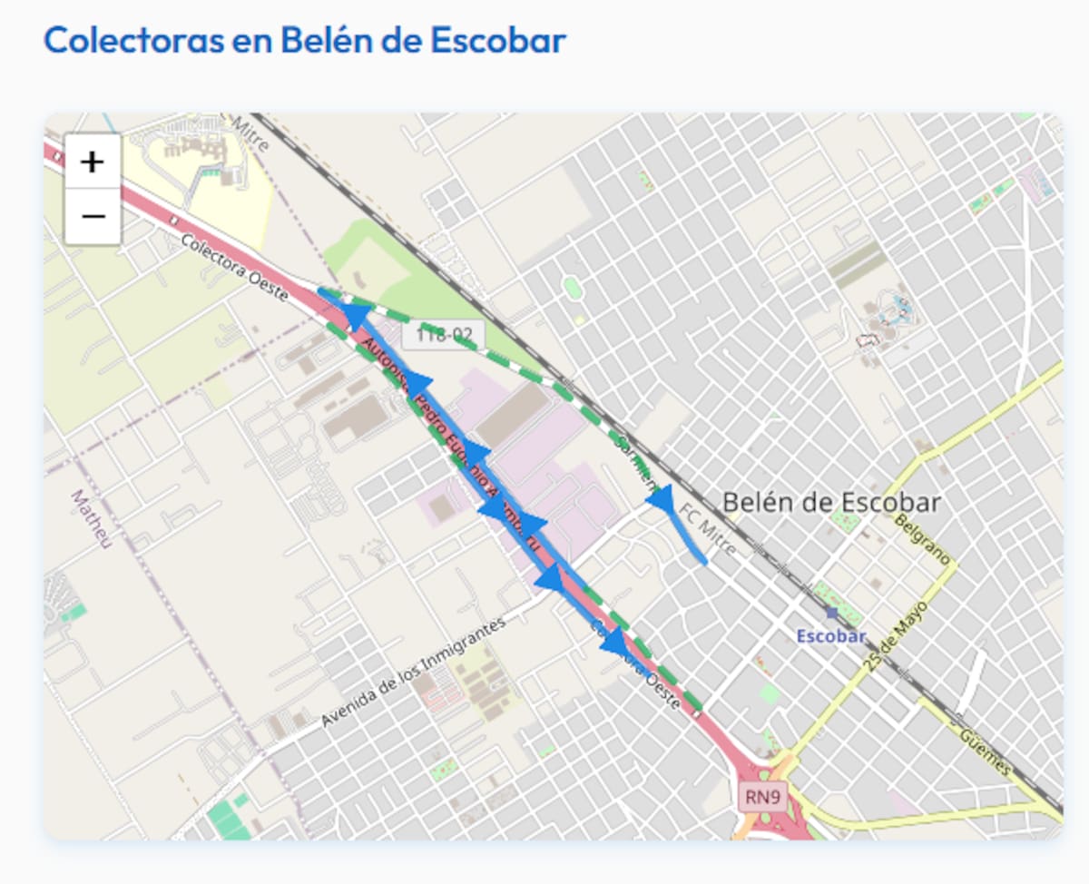Cambio en la colectora de Panamericana de Belén de Escobar.