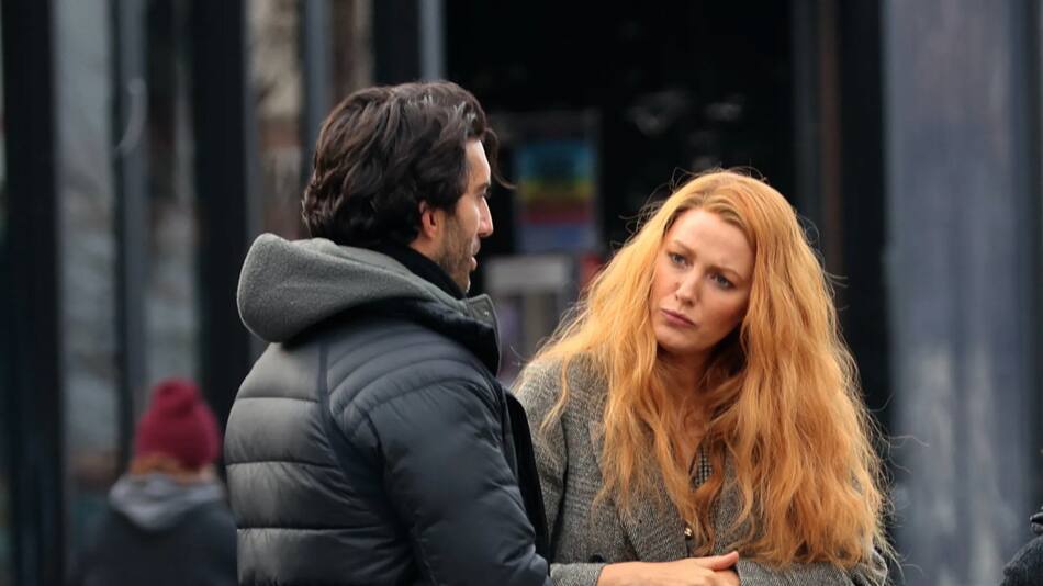 Blake Lively y Justin Baldoni en el set de It end with Us. Foto: pagesix