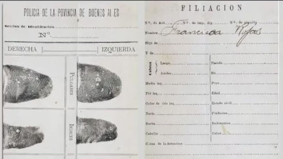 La ficha dactilar de Francisca Rojas