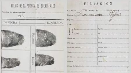 La ficha dactilar de Francisca Rojas