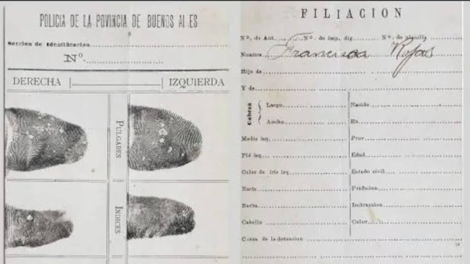 La ficha dactilar de Francisca Rojas
