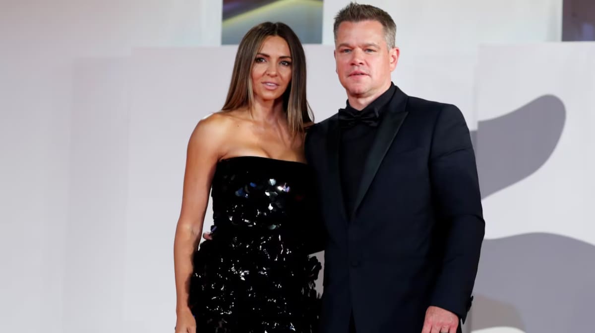 Matt Damon junto a su esposa argentina.