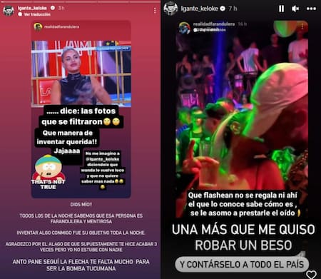 Las historias de L-Gante. Fotos: captura.