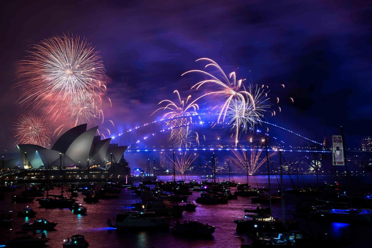 Fuegos artificiales en Sidney, Australia. Foto: EFE.