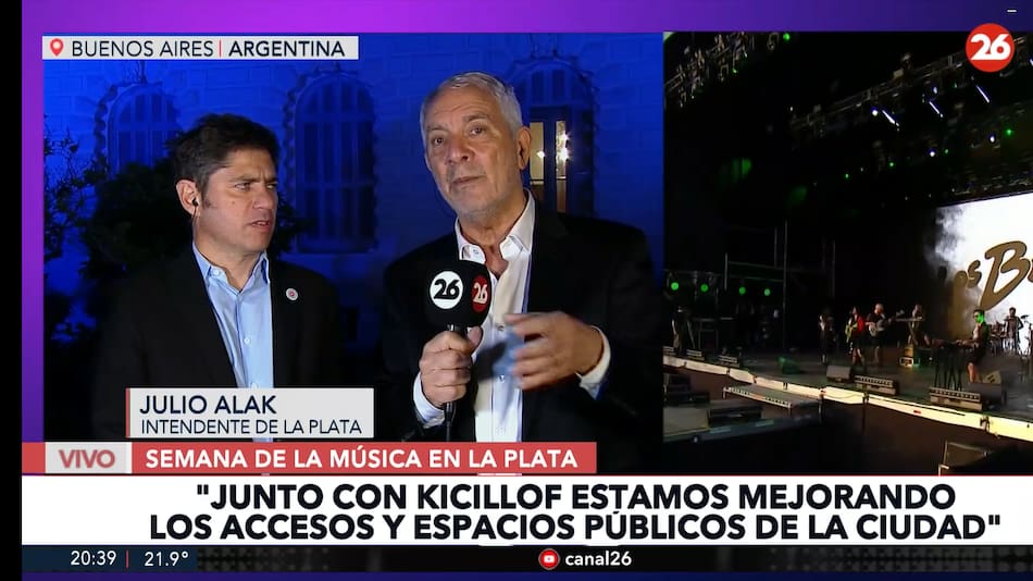 Kicillof y Alak hablando con Canal 26