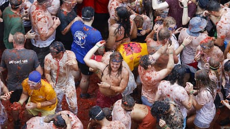 Tomatina en Buñol. Foto: EFE.