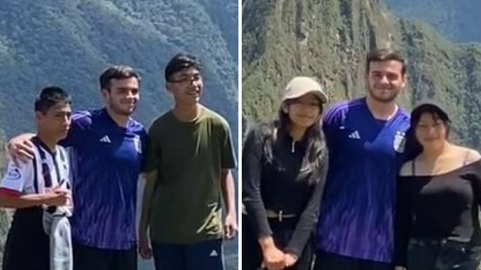 El joven que se volvió viral en Machu Picchu. Foto: captura de pantalla.