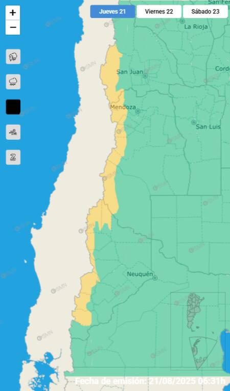 Alerta amarillo por nevadas en tres provincias.