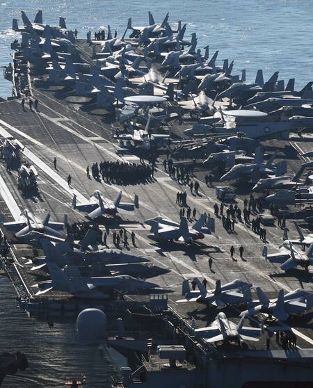El portaaviones estadounidense que llegó a costas de Corea del Sur. Foto: EFE.