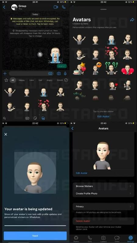 Avatares. Foto: WABetainfo.