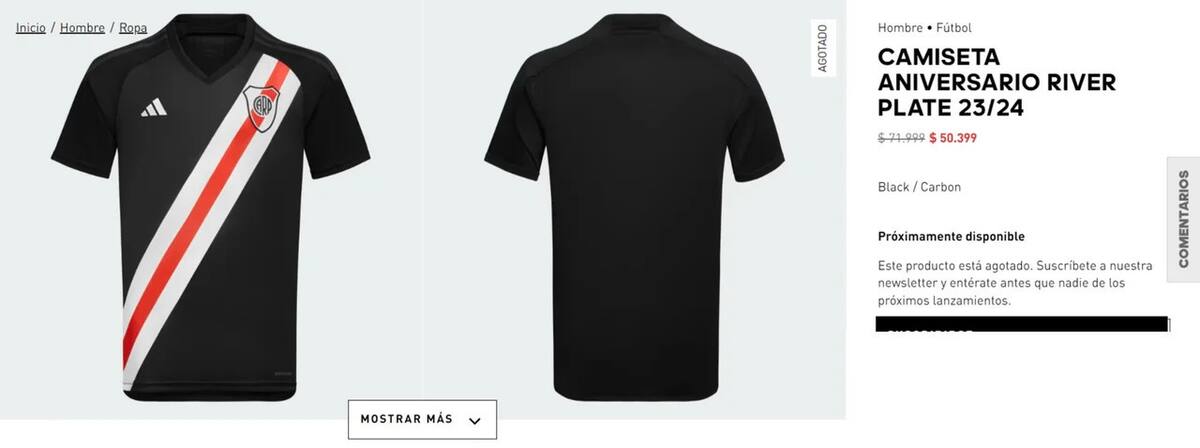 Camiseta a la venta de River. Foto: Adidas