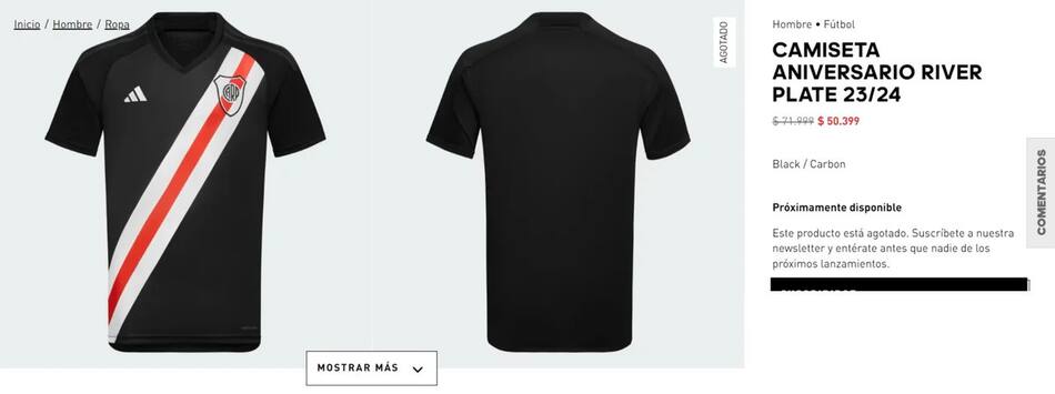 Camiseta a la venta de River. Foto: Adidas