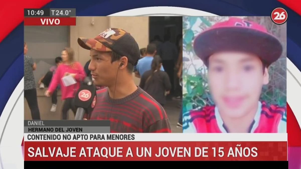 Hermano de nene agredido por piedrazo, móvil canal 26