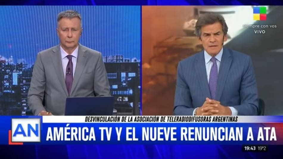 Dúplex entre América TV y El Nueve. Foto: Captura.