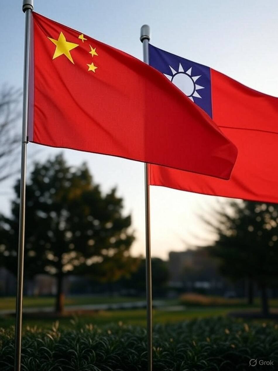 Bandera de China; bandera de Taiwán. Foto: Grok.