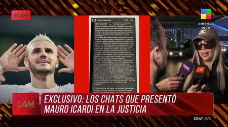 Los chats que presentó Mauro Icardi ante la Justicia. Foto: captura LAM.