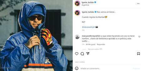 El mensaje de L-Gante. Foto: Instagram.